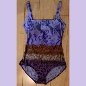 Gottex | One-Piece Tank Swimsuit • Floral & Leopard Print Sz 14